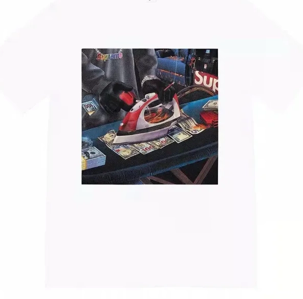 XL Tee T-shirt Banknote L Short Necklace BLING Gas USD Iron Black and S 22SS White Large M Sleeve 0703